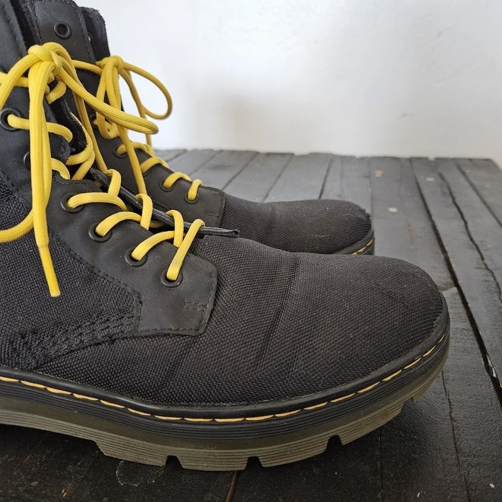 Dr. Martens Men's 11 Black Yellow High-Top Boots Chunky Sole Combat Work Utility
